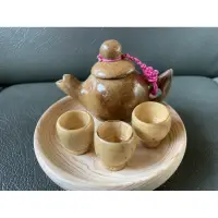 在飛比找蝦皮購物優惠-（現貨）迷你手工茶壺組 茶壺 杯子 袖珍 木頭 手工 樟木 