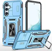 [ELEPIK] Samsung A54 Case with Camera Cover, Ring Kickstand [2 Stand Way, Horizontal or Vertical], [Military Grade Heavy Duty Protective] Phone Case for Samsung A54 Case (Light Blue)