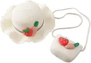 [WRITWAA] 1 Set Cross-Body Bag Beach Hat Cosplay Hat Straw Hat Beach Bag Hats Straw Beach Hat Sun Visor Hat with Flowers Bucket Hat Cowgirl Hat Summer Cap Bag White