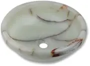 Green Onyx Round Basin - Handmade Honey Onyx Stone Countertop Wash Basin - Elegant High-Gloss Finish Vessel Sink for Bathroom or Washroom - Easy to Clean - Size: 40x40x14 cm