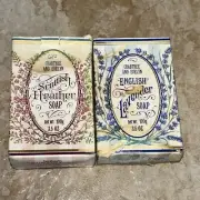 (2) Crabtree & Evelyn Heather & Lavender Soap 3.5 oz Vintage (read)