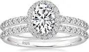 [Zakk] Women's Rings 925 Silver Oval Cubic Zirconia 1.5CT Engagement Rings Wedding Rings Promise Ring Set Rose Gold Gold