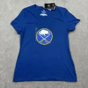 Buffalo Sabres Women's Fanatics Sword Logo V Neck T Shirt Size M Blue NHL Cotton