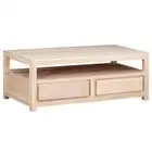 Tanaka solid mahogany coffee table 4 drawers 120 cm Whitewash