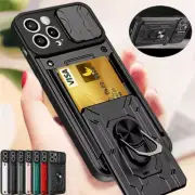 Card Slot Holder Wallet Case For iPhone 16 Pro Max 15 14 13 12 Camera Lens Cover