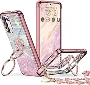 [XYZ] for Galaxy S23 Plus Case with Stand, Galaxy S23 Plus Case with Double Ring, Women Girls Bling Luxury Phone Case for Samsung Galaxy S23 Plus, Rose Gold