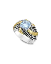 Samuel B. 18K & Silver 1.66 ct. tw. Blue Topaz Hammered Ring