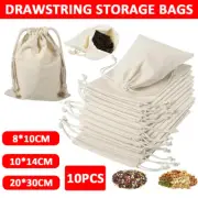 10PCS Calico Bags Bulk Storage Bags Cotton Tote Drawstring Snack Gift Bags