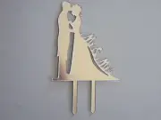 Mr & Mrs Acrylic Silhouette Silver Mirror Wedding Bride Groom Cake Topper