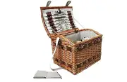 Alfresco 4 Person Picnic Basket Set Basket Outdoor Insulated Blanket Deluxe