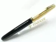 PARKER 51 BLACK DELUXE GT FOUNTAIN PEN 18K FINE NIB NEWEST RELEASE