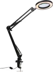Magnifying Glass Desk Lamp,10X Glass Lens,64 LED Lights,3 Dimming Modes,Usb Powe