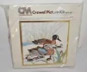 Vtg CM Columbia Minerva Blue Winged Teal Duck Family Crewel kit Hallmark 1977