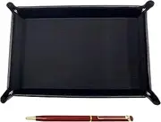 TRASB-WD002-R Japanese Grain Cowhide Leather Pen Tray Black Epoxy Rotating Ballpoint Pen Set Red