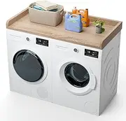 Washer and Dryer Countertop 27.5" W x 54" L Laundry countertop for Storage and Organization with Edge Rails, Oak