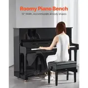 Adjustable Piano Keyboard Bench Storage Padded Seat Wooden Bookcase Stool