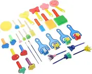 DIY Craft Sponge Brushes Set 30pcs Multi-Shape Paint Sponges for Kids Drawing Non-Toxic for Early Education Art