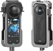 Rabbit Cage Aluminum Protective Case for Insta360 X5, Multifunctional Metal Frame Cage Expansion Adapter Mount with Lens Cover for Insta360 X5 Action Camera Accessories