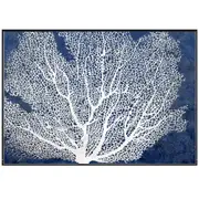 Hamptons Coral Navy Framed Wall Art/ Canvas 140x100 cm