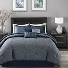 King Size Biloxi 7 Piece Comforter Set Blue Contemporary Madison Park MP10-3734