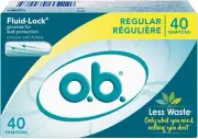 o.b. Tampons | Non-Applicator Tampon, Unscented | Regular Tampons, 40ct
