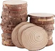 JMIATRY 100 Pcs Natural Wood Slices, 6-7cm Diameter Unfinished Round Log Slices kit, No Hole Log Wooden Circles for Arts, Christmas or Wedding Ornaments and DIY Crafts