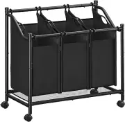 Laundry Sorter, Rolling Laundry Basket with 3 Removable Bags, Laundry Hamper, L