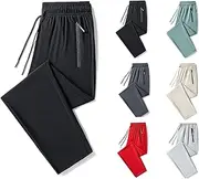 [Generic] Men's Athletic Running Joggers Workout Gym Pants Lightweight Jogging Track Casual Pant with Zipper Pockets