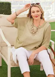 [TS] Taking Shape Web Pointelle Knit Over Top Size 18-20 in Pistachio, Viscose - Plus Size Women's Clothing Pistachio
