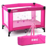 在飛比找蝦皮購物優惠-免運費 EMC 輕巧型安全嬰兒床(具遊戲功能)(桃紅) 嬰幼