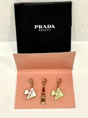 Prada Beauty 3pc Charm Set w/ Lipstick Logo Paradoxe Collector Charms/ Keychain