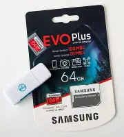 OEM Samsung EVO Plus 64GB with SD adapter and USB card reader