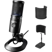 Audio-Technica AT2020USB-X Mic & Reflection Filter w/ Mic Stand & Pop Screen KIT