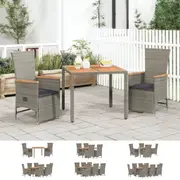 Outdoor Dining Set Dining Table and Chairs with Cushions Garden Grey vidaXL