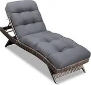 Tycdiose Outdoor Lounge Chair Cushion, Waterproof Chaise Lounge Cushions for Outdoor Furniture Thickened 66 x 21 x 4 Inches Zero Gravity Chair Cushion Lounge Cushions for Indoor Outdoor Home (Grey)