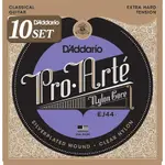 D'ADDARIO 古典吉他弦 珍珠银/透明 EXTRA HARD EJ44 X 10套【国内正规品】