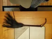 Vintage Personal pPest Swatter Leather/horse hair (16" long)