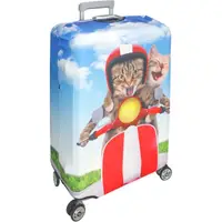 在飛比找momo購物網優惠-新款拉鍊式行李箱防塵保護套 行李箱套(機車情侶貓25-28吋