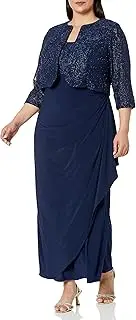 [Alex Evenings] Women's Plus-Size Lace Bolero Jacket Dress with Side Ruched Skirt