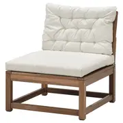 NÄMMARÖ easy chair, outdoor, light brown stained/Kuddarna light grey-beige