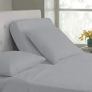 Xtream Fabric Flex Queen Sheet Set for Adjustable Bed, Half Split Head 4 PCs Cotton 800 TC - Queen/34 Split at Top, 18" Deep (Light Grey)