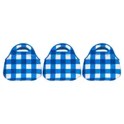 3x Annabel Trends 30cm Neoprene Lunch Bag Outdoor/School Lunchbox Cobalt Check