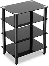 Artiss TV Stand 4 Tiers Entertainment Unit HiFi Media CD Shelf, Home Office Universal, Fits LED LCD Flat Screen Monitor Tempered Glass Aluminium Fixings