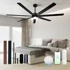 72" Black Smart Ceiling Fan with Light and Remote via WiFi Alexa APP Control,...