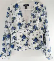 ModCloth Rodeo Rose Western Button Front Blouse Medium NWT Horseshoes Horses