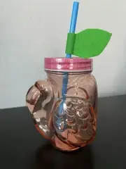 Target Pink Flamingo Mason Jar Glass Tumbler W/Lid and Straw 5.50”H, New
