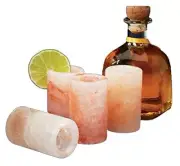 LUMIERE 4 HIMALAYAN PINK ROCK SALT TEQUILA SHOT GLASSES, NEW SHIP FREE TO USA!