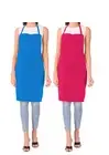 Simple Ajustable Set Of 2 Ocean Blue & Pink Color Cotton Fabric Apron For Unisex