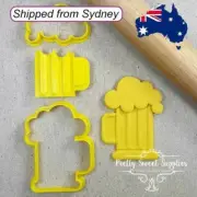 BEER MUG Cutter & Embosser Set Cookie Cutters Cake Fondant Father's Day
