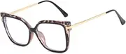 [FAYAJN] Square Women Glasses Frame Double Colors Clear Optical Eyeglasses,Black Amber